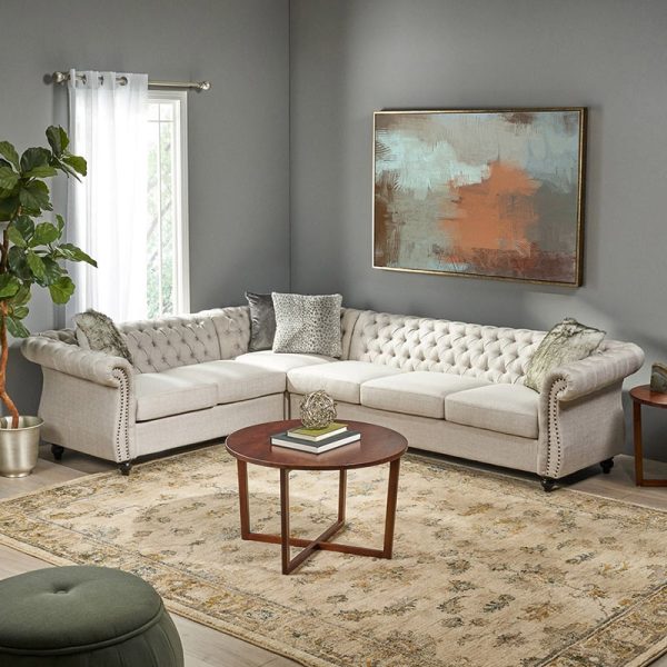 Amberside 6 Seater Sofa with Fabric Tufted Upholstery