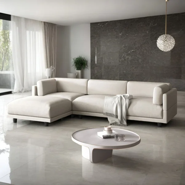 FSM L-Shaped Couch with Reversible Footstool