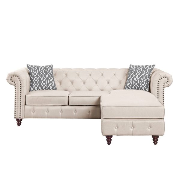 Reversible Tufted Sectional Sofa in Fabric