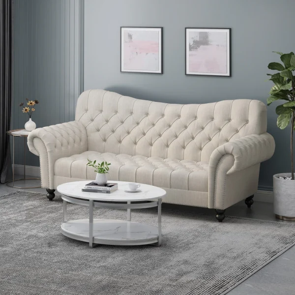 Rolled Arms Chesterfield Button Tufted Sofa