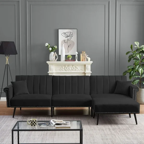 FSM Upholstered Reversible Sectional Sofa Bed