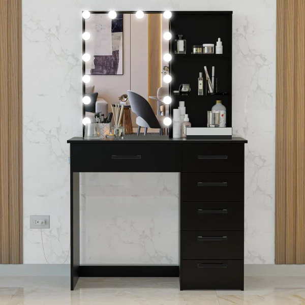 Modern Makeup Table with 6 Drawers