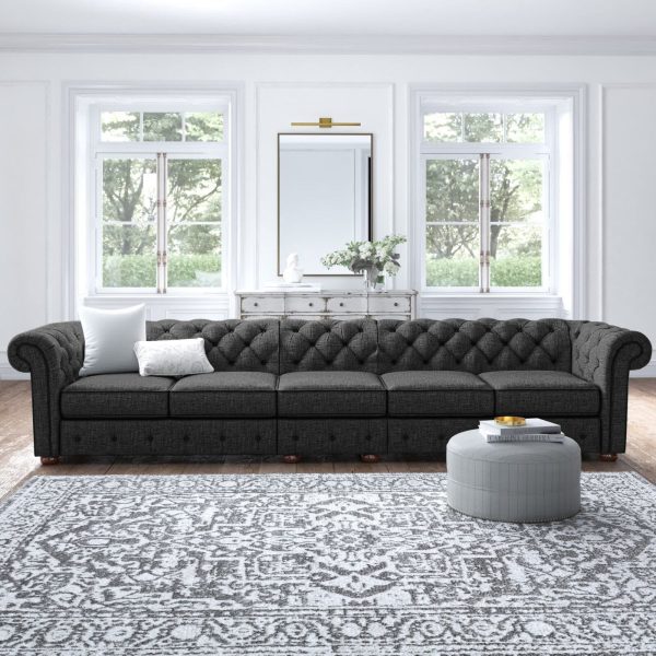 Traditional Button Tufted Back Five Seater Sofa