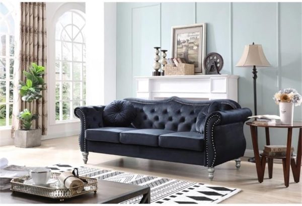 Transitional Look Velvet Tufted Sofa