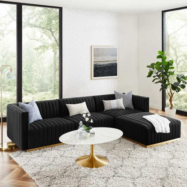 Tufted Performance Velvet 4-Piece Sectional