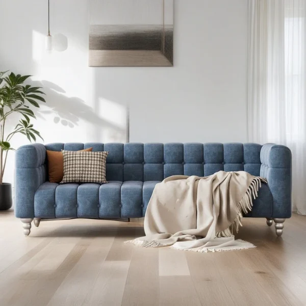 Buttoned Tufted Backrest Loveseat Sofa