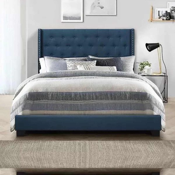 Wingback Panel Bed with Brady Upholstery