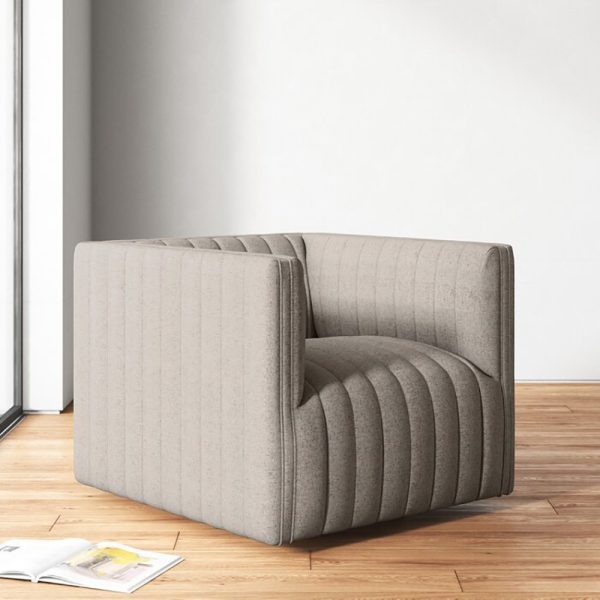 Channel Tufted Armchair in Velvet Fabric