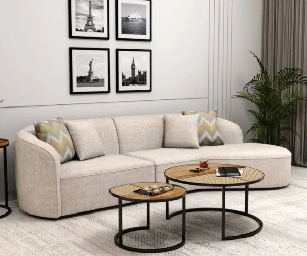 Luxury Curved Design 5 Seater Fabric Sofa