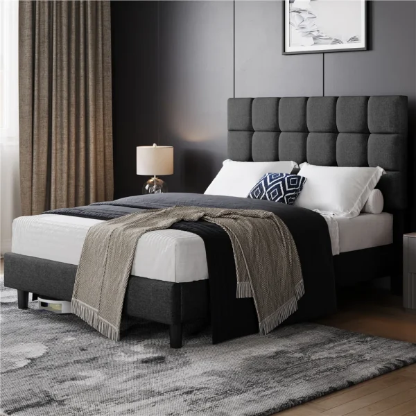 Classic Square Tufted Design Headboard Bed