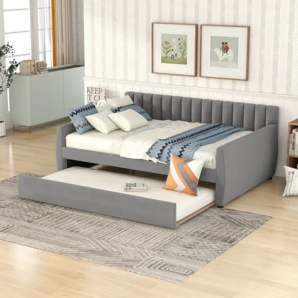 Elegant Twin Size Upholstered Daybed with Trundle