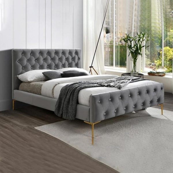 Elegant Tufted Low Profile Simple Bed