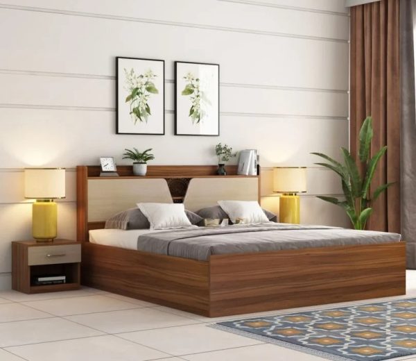 Evaline Minimalist Bed with Box Storage