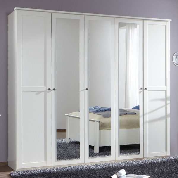 Exeter sleek 5 Door Wardrobe in White