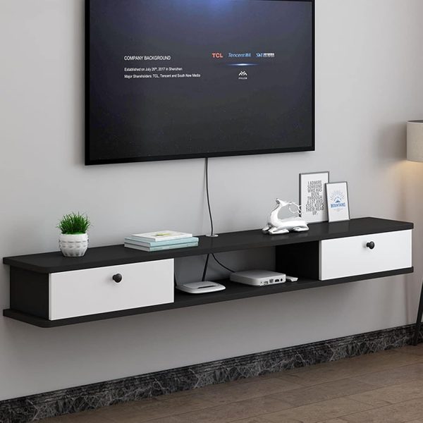FSM Wall Mounted TV Cabinet in Black Finish