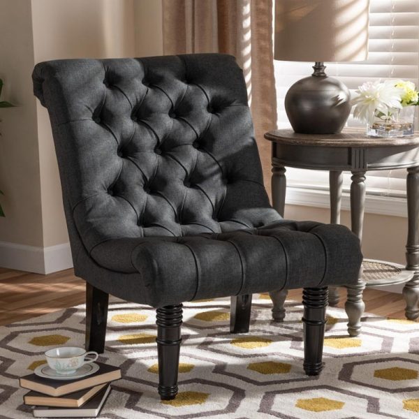 Fabric Upholstered Wood Accent Chair