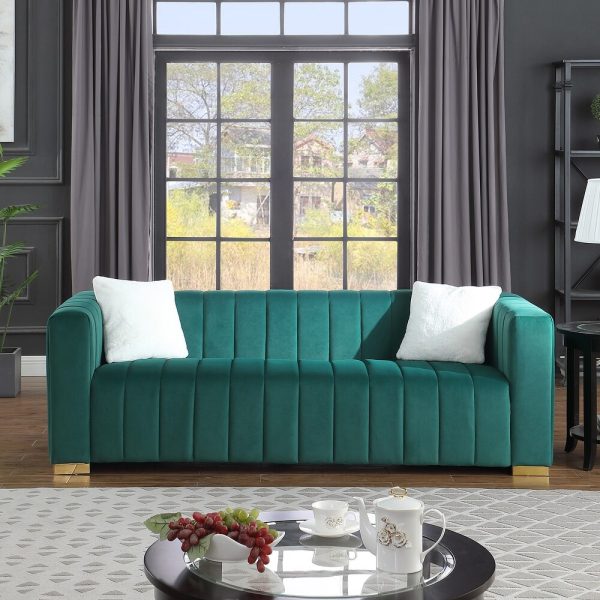Velvet Chesterfield 3-Seat Sofa Couch
