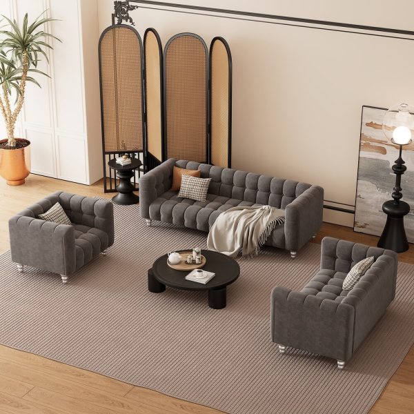 Dutch Fleece Upholstered Sofa Set