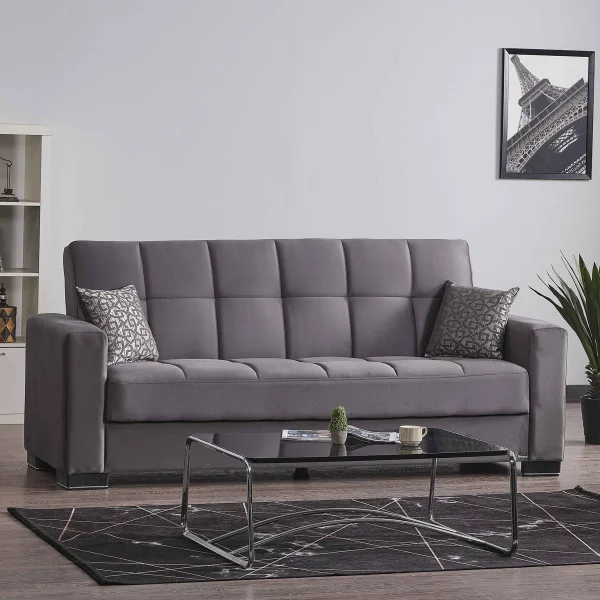 Elegant Square Tufted Backrest Velvet Sofa