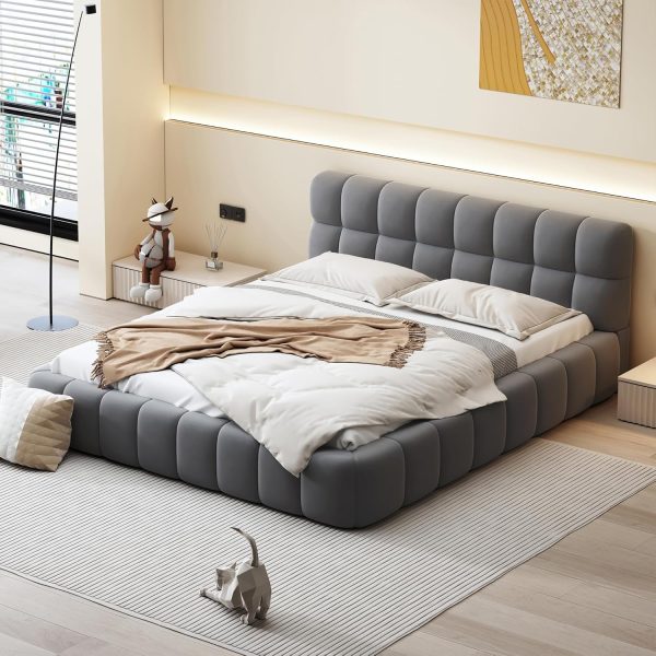 Luxury Velvet Upholstered Grounded Bed Frame