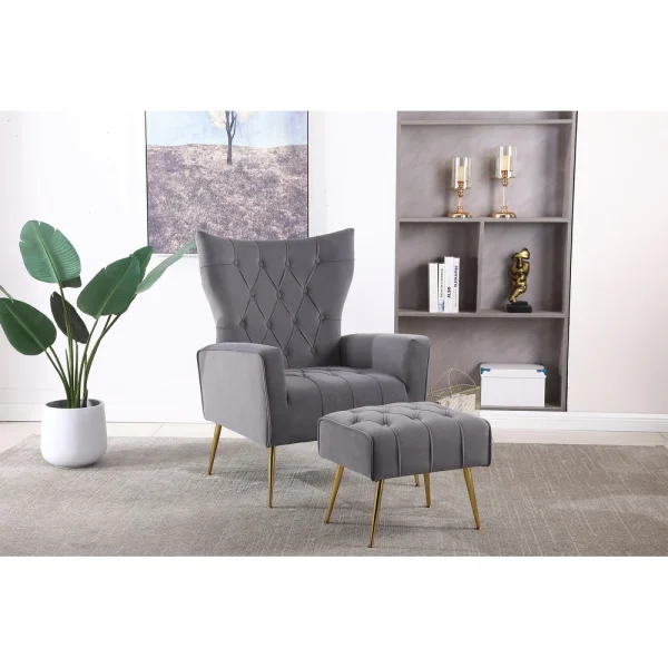 Sleek Button Tufted Wingback Comfy Armchair