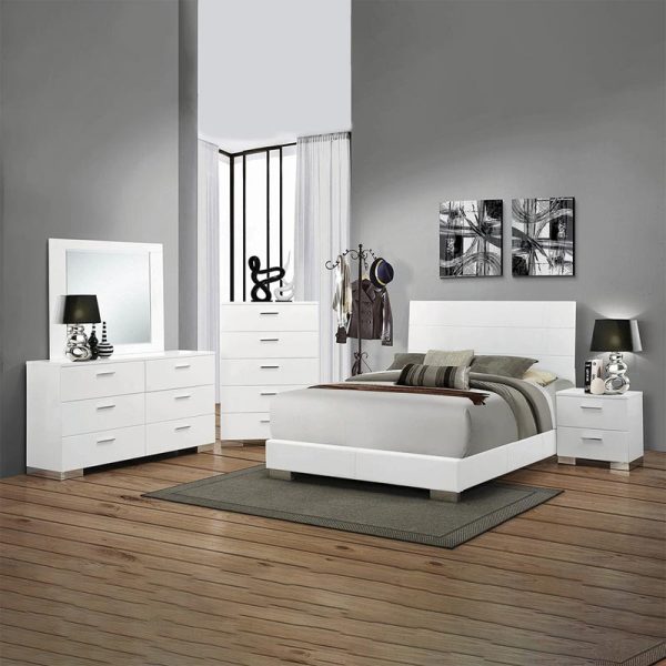 Minimalist Bed in White Wood