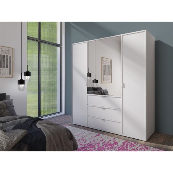 Modern 4 door Wardrobe cabinet in White