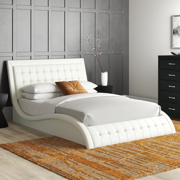 Curved Design Bed Modern Fully Tufted