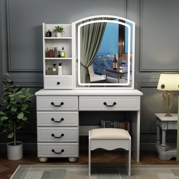 Multifunctional Dressing Table with 5 Drawers