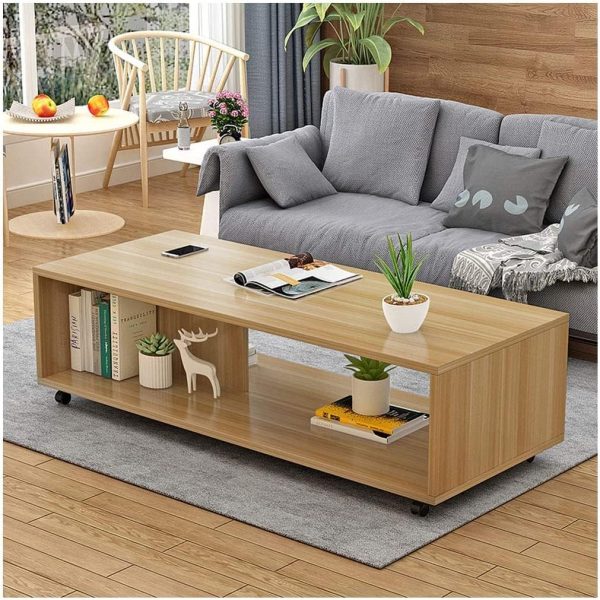 Fashionable Open Rack Center Table with Wheels