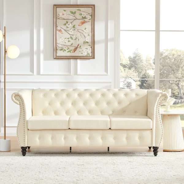 Traditional Chesterfield Button Tufted 3 Seater Couch