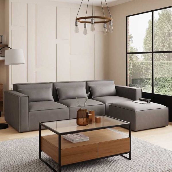 FSM Furniture Faux Leather Corner Sofa