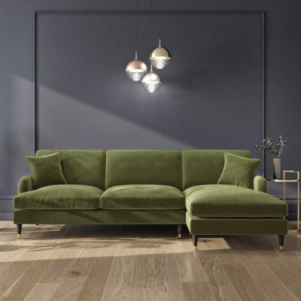 3-Seater L Shaped Sofa in Velvet