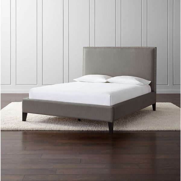 Nail Head Bed with Trim and Plain Headboard
