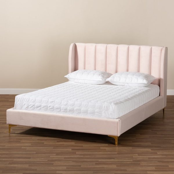 Saverio Velvet Bed with Gold Legs