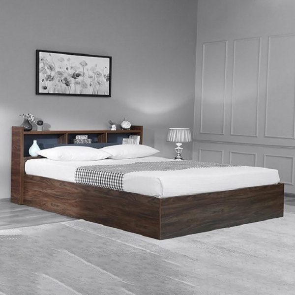 King Bed with Storage Space in Headboard