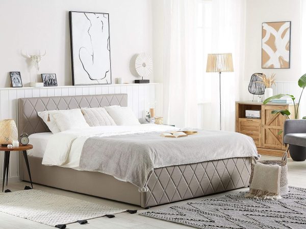 Velvet Fabric 3D Patterned Headboard Bed
