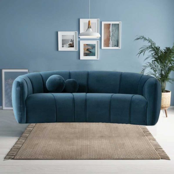 Vertical Channel Tufted Curved Couch Sofa