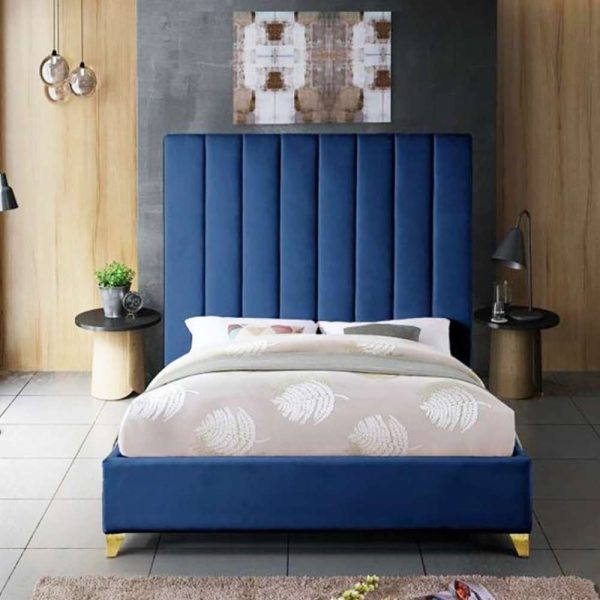 Bed with Vertical Tufted Design and Upholstery