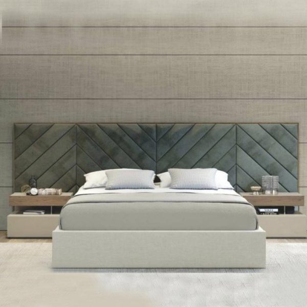 WallPanel Headboard Bed With Cross Lines Tufted