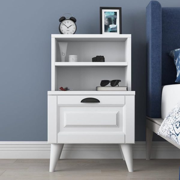 Unique Design Nightstand with Open Shelves
