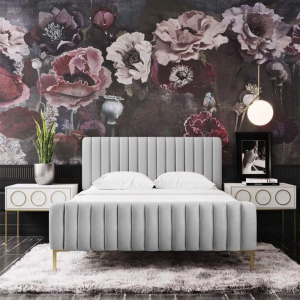 Whiteand Angela Channel Tufted Bed Frame