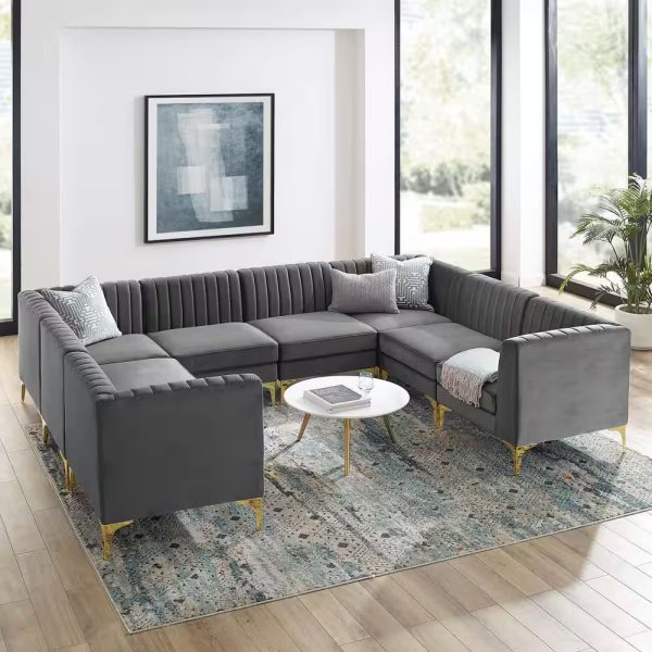 FSM 8-Seater U-Shape Velvet Sofa