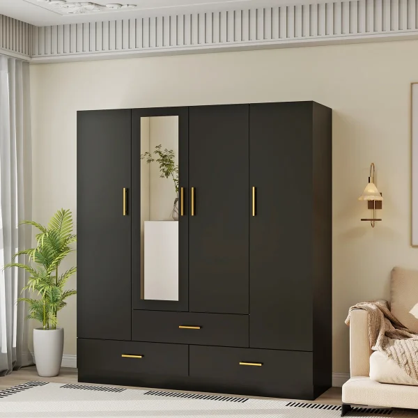 Cambarville 4 Doors Mirrored Wardrobe
