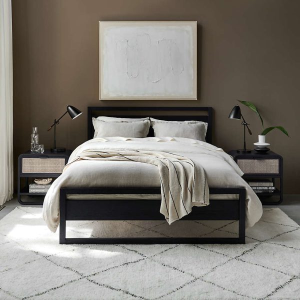 FSM Black Teak Wood Queen Bed