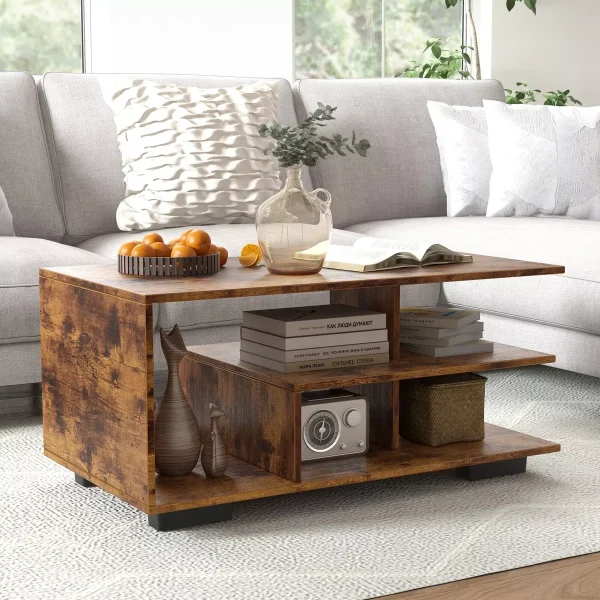 Versatile L-Shaped Coffee Table With Open Storage