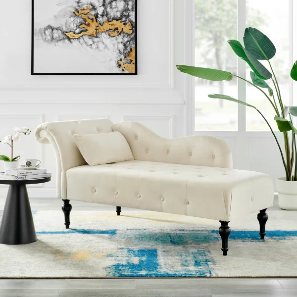 Cream-Brookeville Velvet Chaise Lounge (3)
