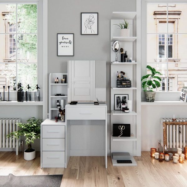 FSM New Dressing Table with Mirror in White