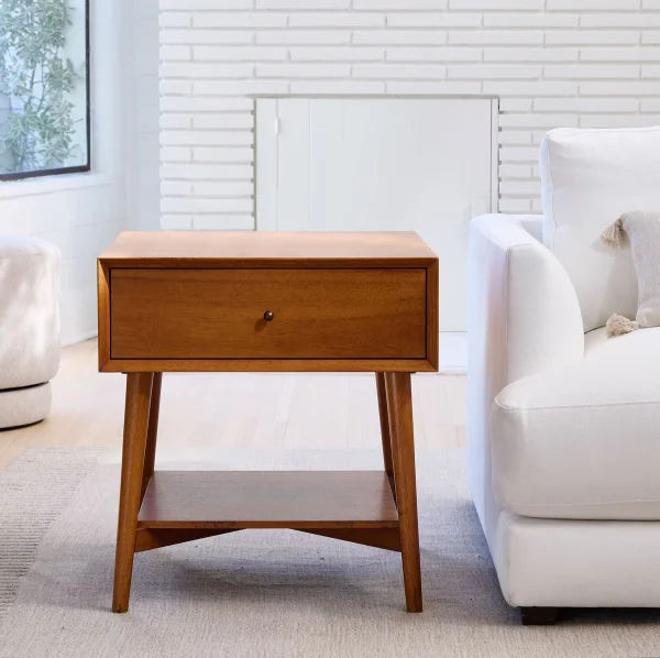 Mid-Century Solid Wood Side Table