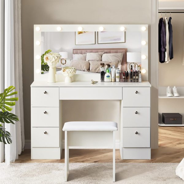 Hollywood 6 Drawers Vanity Table with Mirror